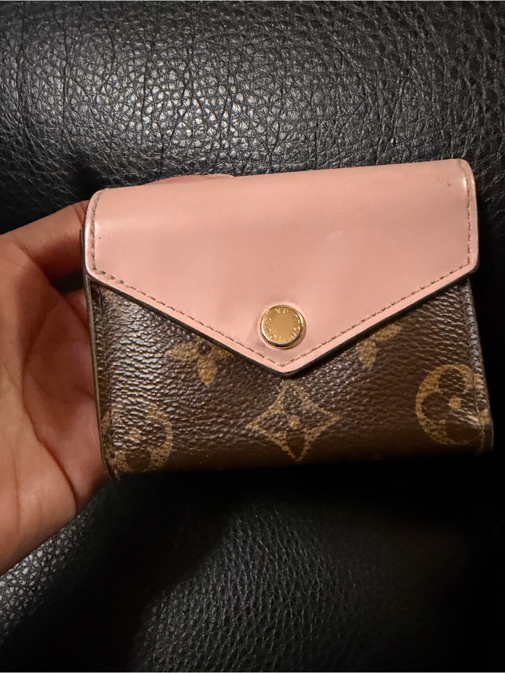 Louis Vuitton Brown Monogram Wallet with Pink Flap